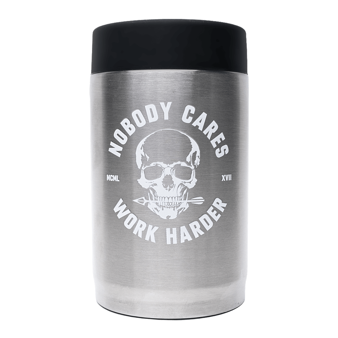 Nobody Cares Skull Grizzly Grip Can | Insulated Can Holder