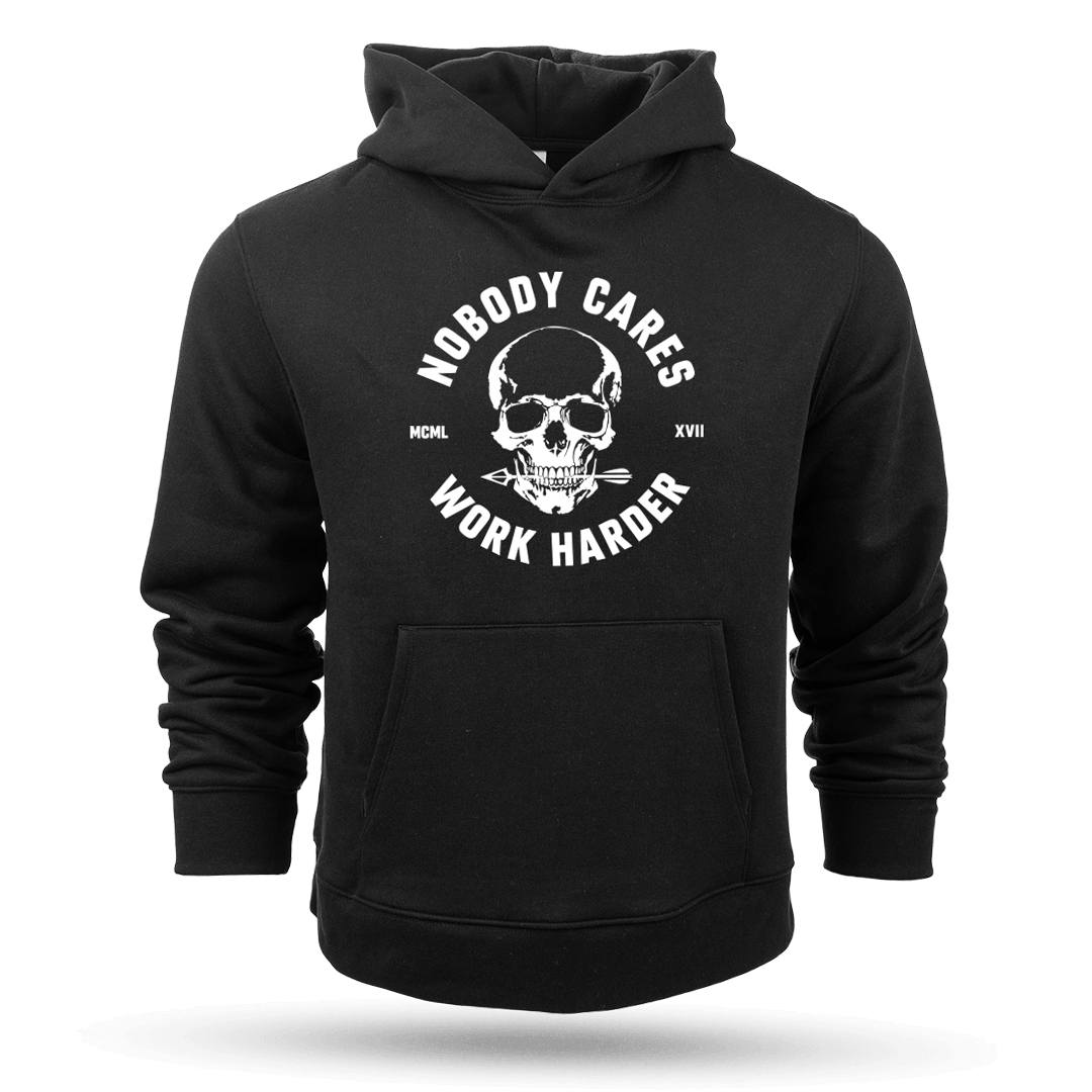 nobodyブラック パーカー S Nobody Cares Work Harder Premium Hoodie | Oversized Fleece Sweatshirt