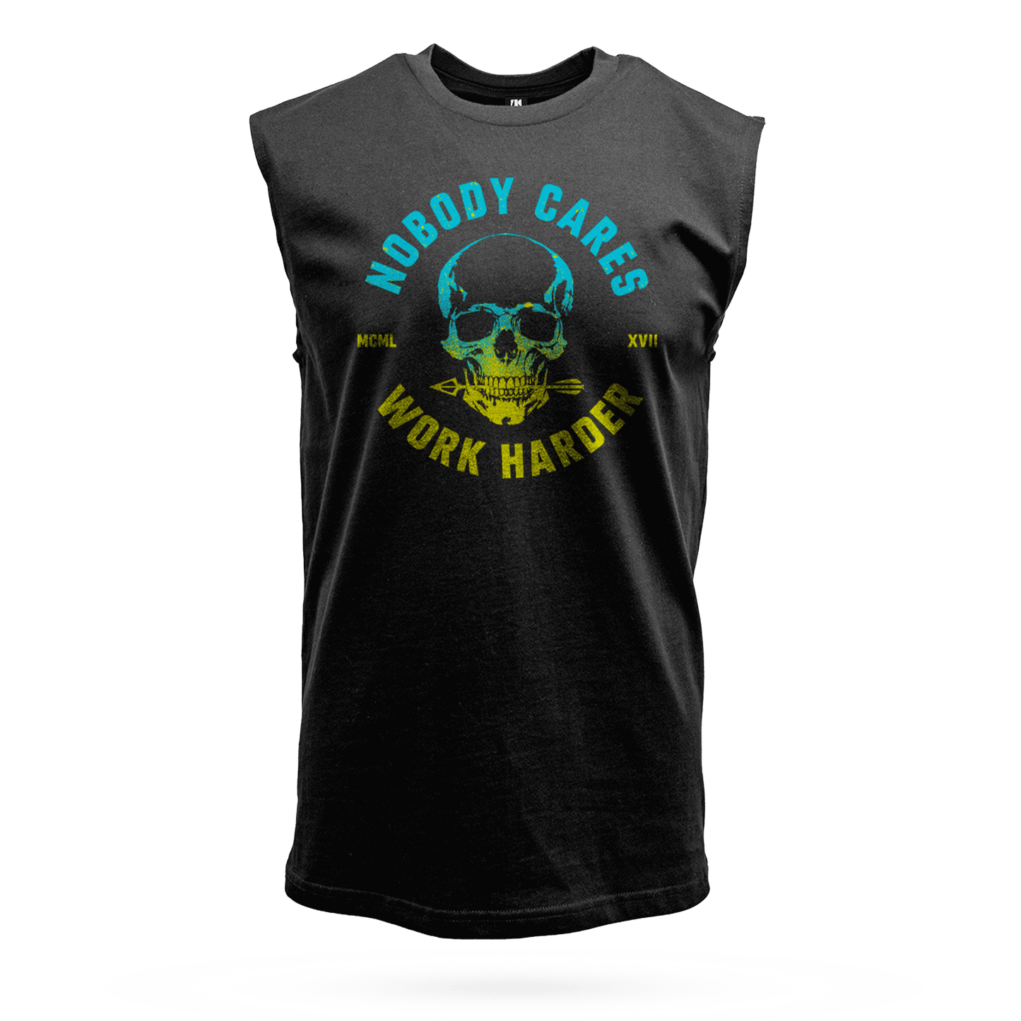 NOBODY CARES SKULL MUSCLE TEE