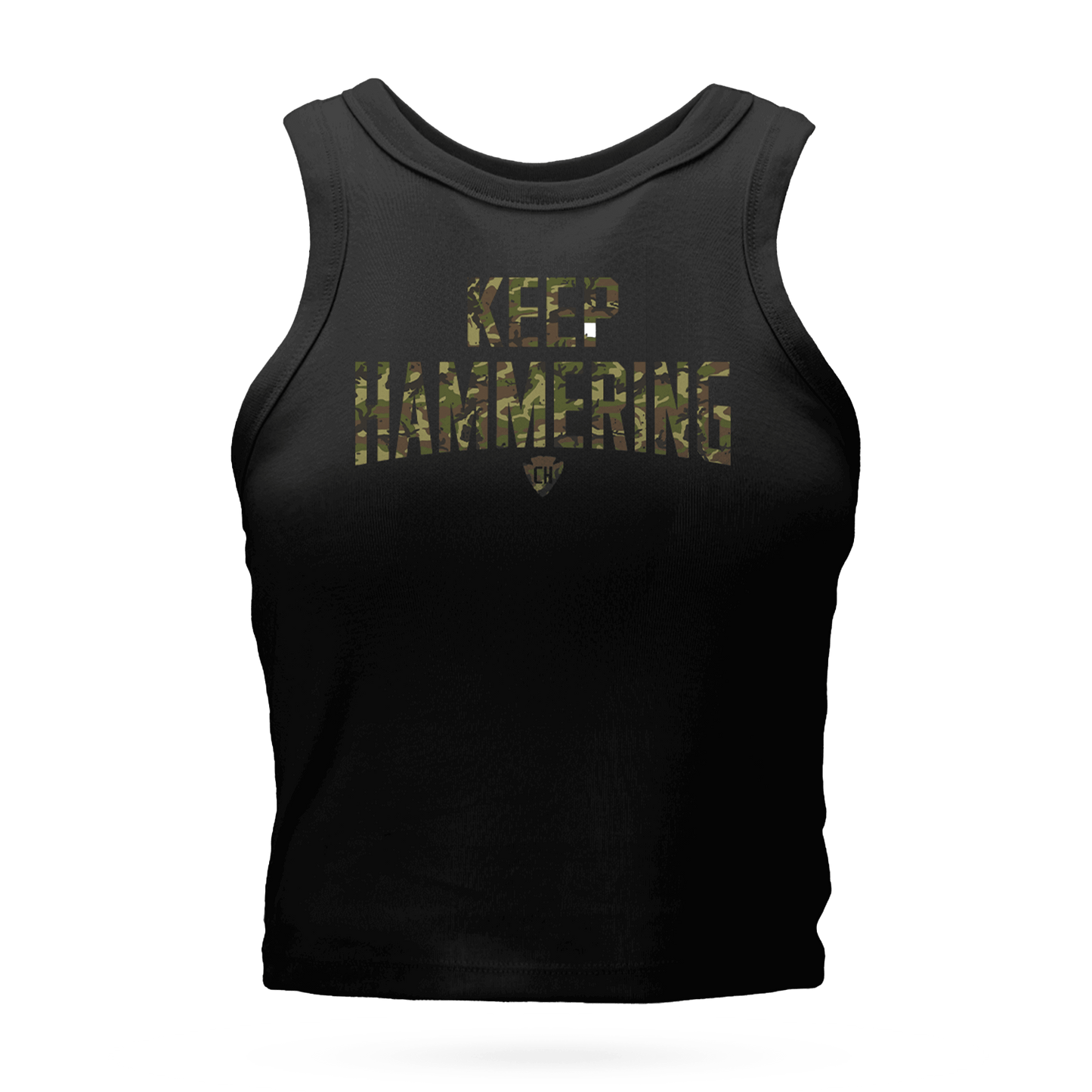 WOMENS KEEP HAMMERING CAMO CROP