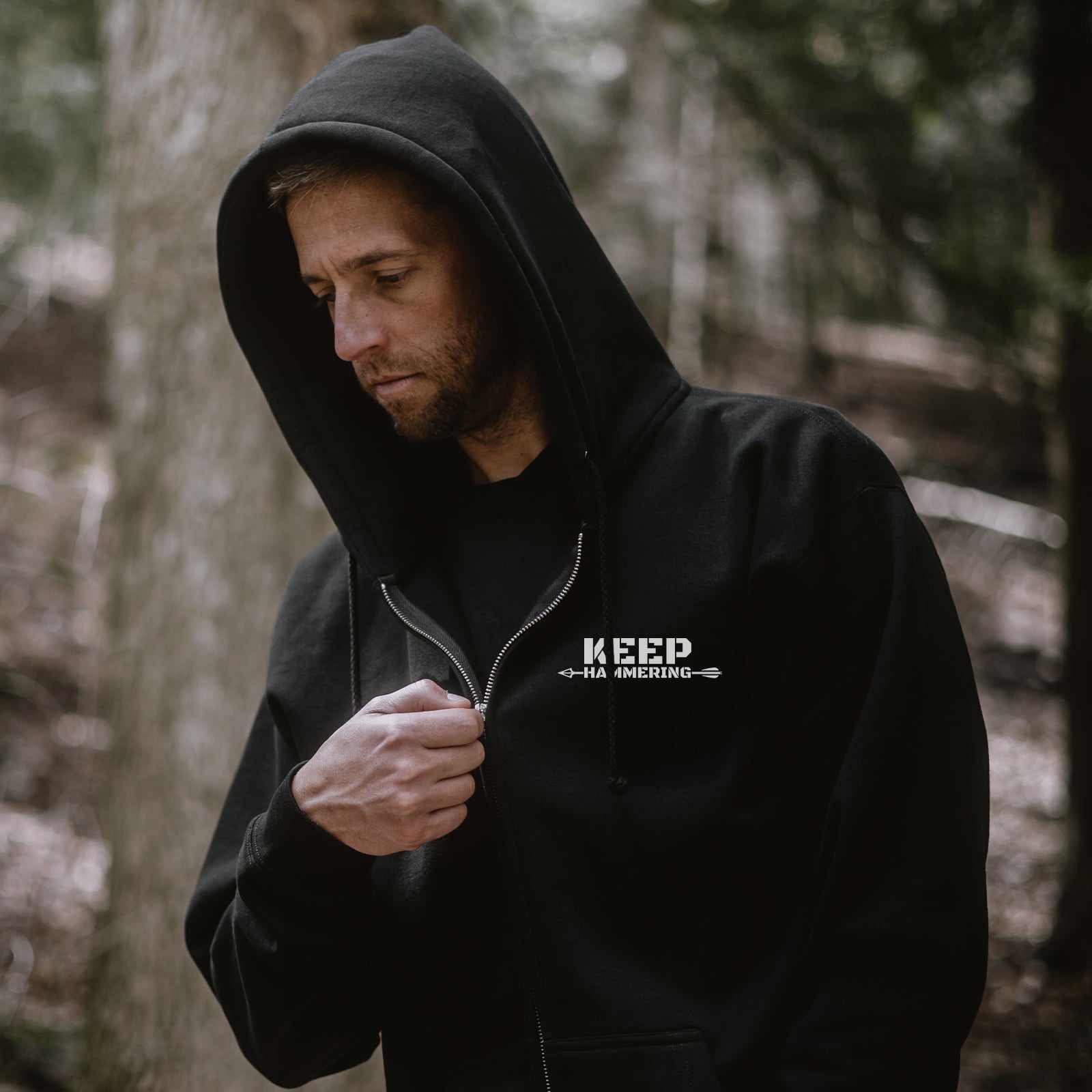 Keep Hammering Heavyweight Full Zip Hoodie | 10 oz Fleece Jacket