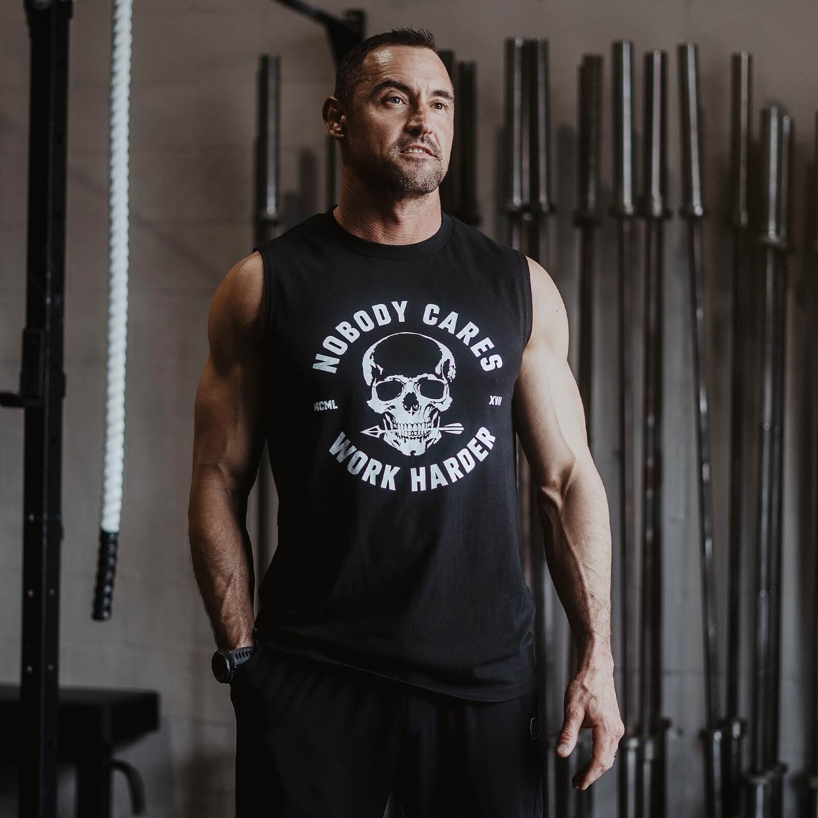 NOBODY CARES SKULL CUTOFF