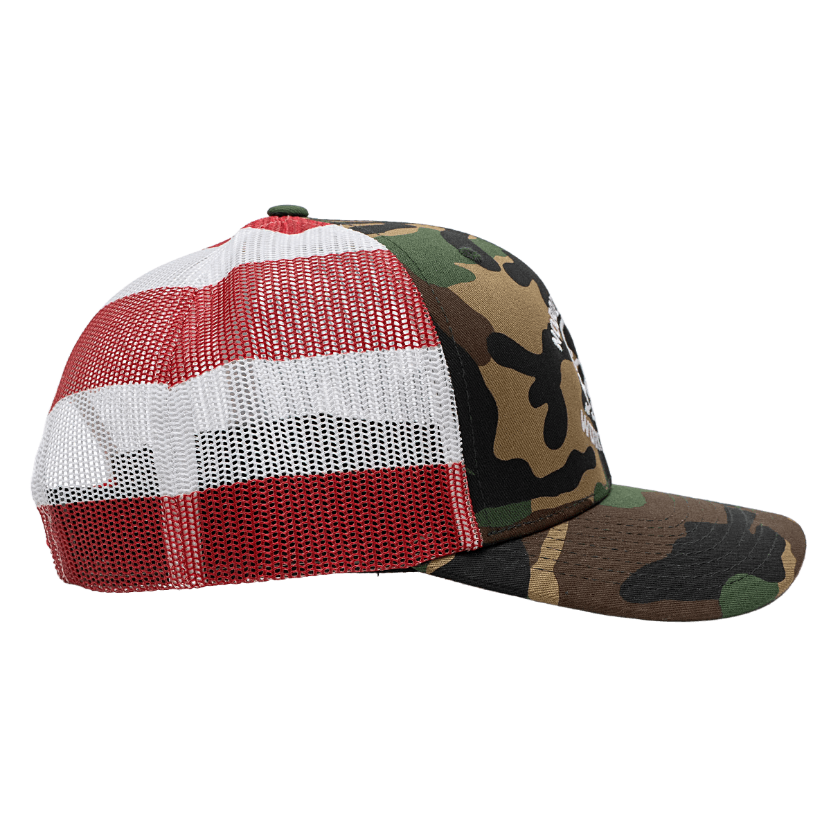 NOBODY CARES SKULL CAMO FLAG HAT