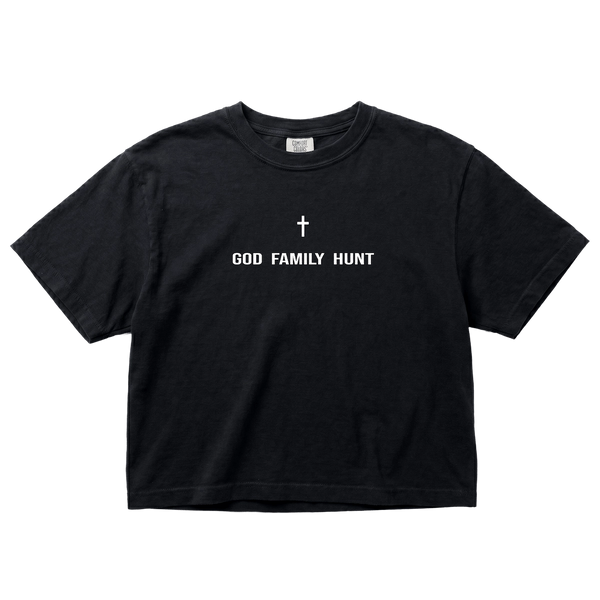 God Family Hunt Boxy Crop T-Shirt | Women's Graphic Tee