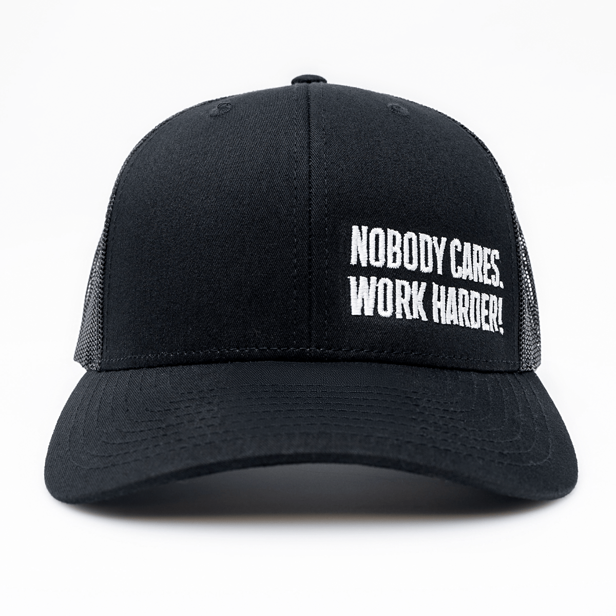 NOBODY CARES WORK HARDER MICRO TRUCKER HAT