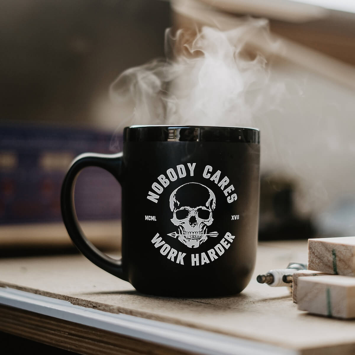 NOBODY CARES SKULL MUG