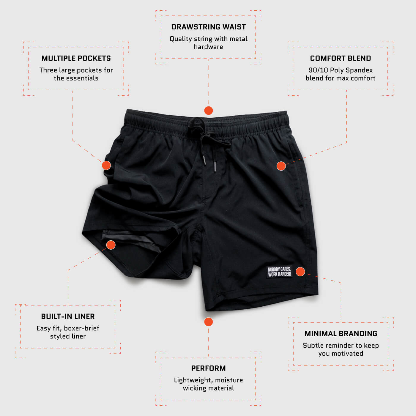 NOBODY CARES EVERYDAY SHORTS